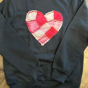 Navy Patchwork Heart Sweatshirt